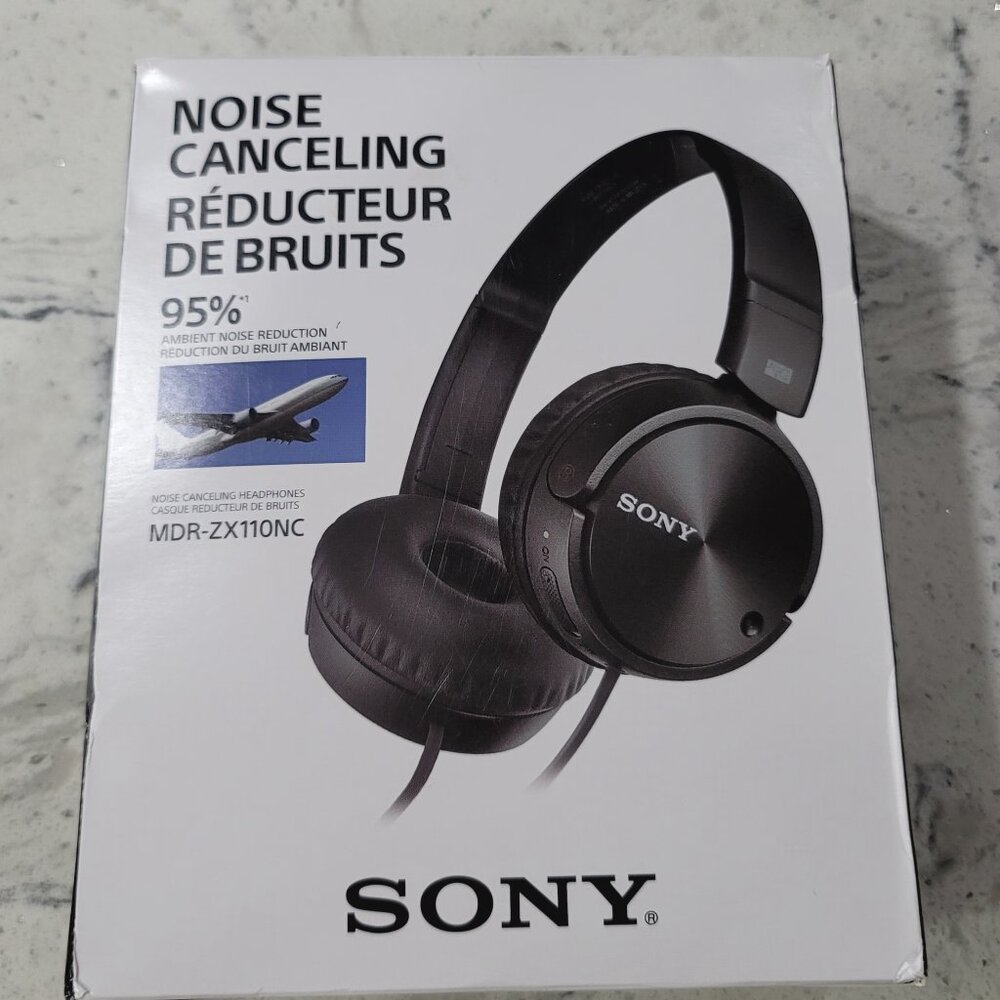 SONY MDR-ZX110NC Noise Canceling Headphones Black New Sealed